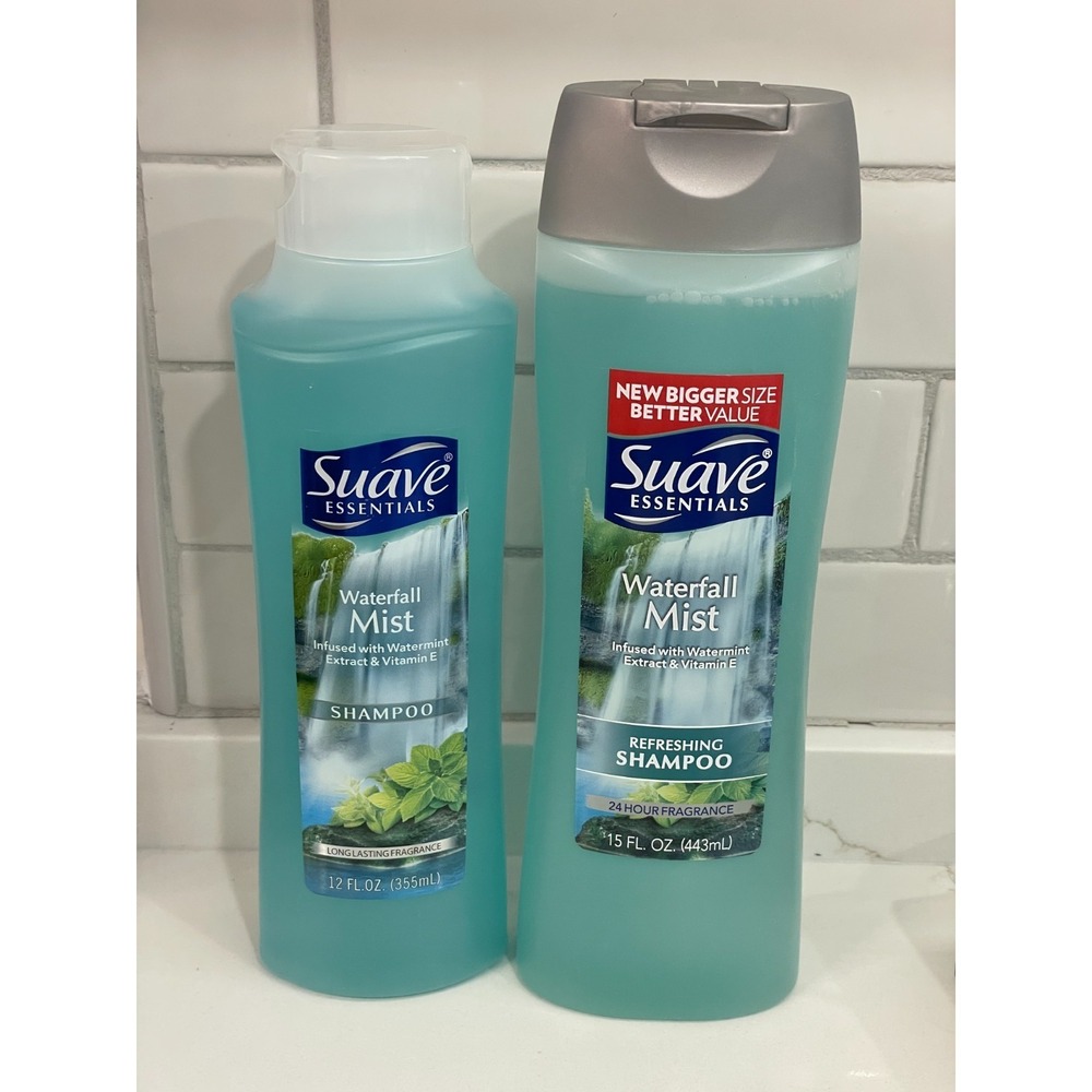 Lot of 2 Suave Essentials Waterfall Mist Refreshing Shampoo 12 oz +‎ 15 oz New